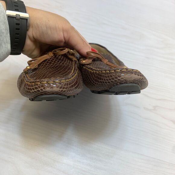 MARC JOSEPH NEW YORK CYPRESS HILL BROWN & GOLD SNAKE PRINT LEATHER MOCCASINS 8 - Picture 5 of 9